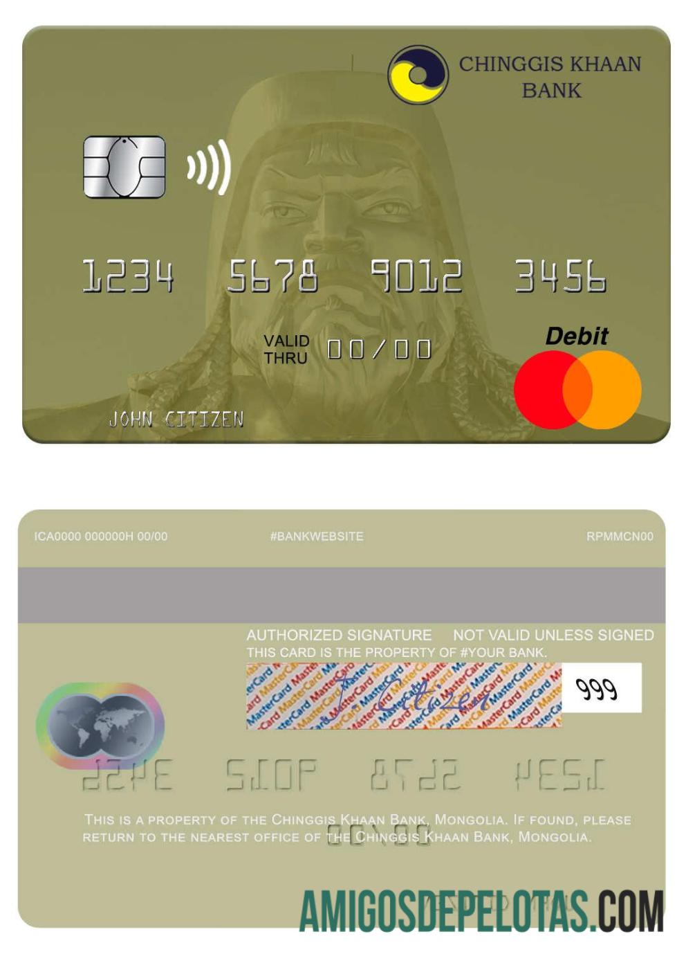 Mongolia Chinggis Khaan Bank Mastercard example